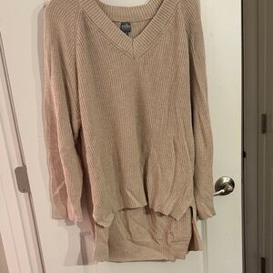 Soho Cream V-Neck Women's Oversized Sweater